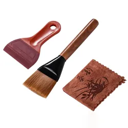 Tea Towel, Tea Scraper, and Tea Brush Set